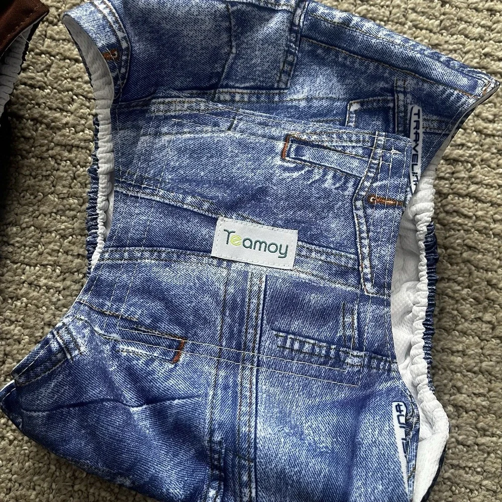 Teamoy Male Dog Belly Bands Lot of 2 Washable Reusable Wrap Diapers Denim Brown‎